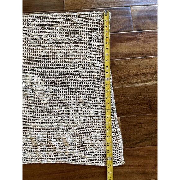 Large Mary Card WOODLAND Deer Filet Crochet Table Runner Ecru 25”*38” - Picture 7 of 7